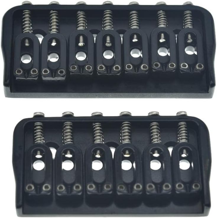 KAISH Black 7 String Guitar Fixed Bridge Electric Guitar Hardtail Bridge for Strat/Tele Guitars