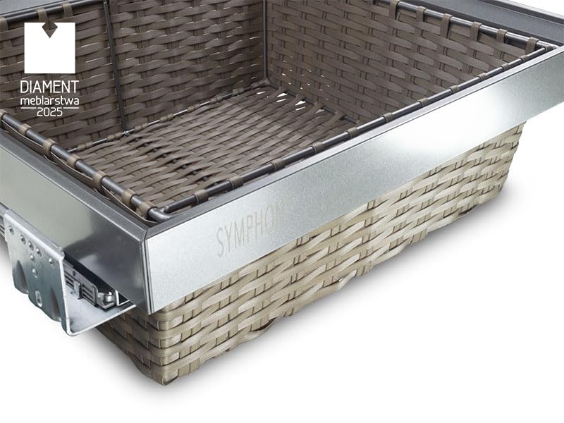 ATM Kosz Rattanowy Wysuwany do Szafy i Garderoby - Pełny Wysuw z Cichym Domykiem - Udźwig 35 kg - Regulacja Szerokości 664–714 mm - Rattan + Aluminium - Antracyt