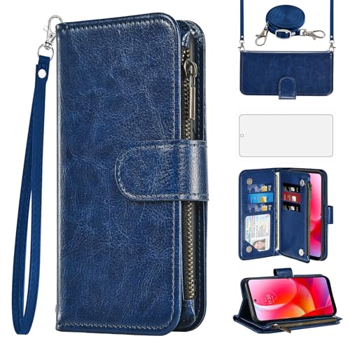 Protection Moto G Pure XT2163DL étui portefeuille porte-carte avec film écran et cordon