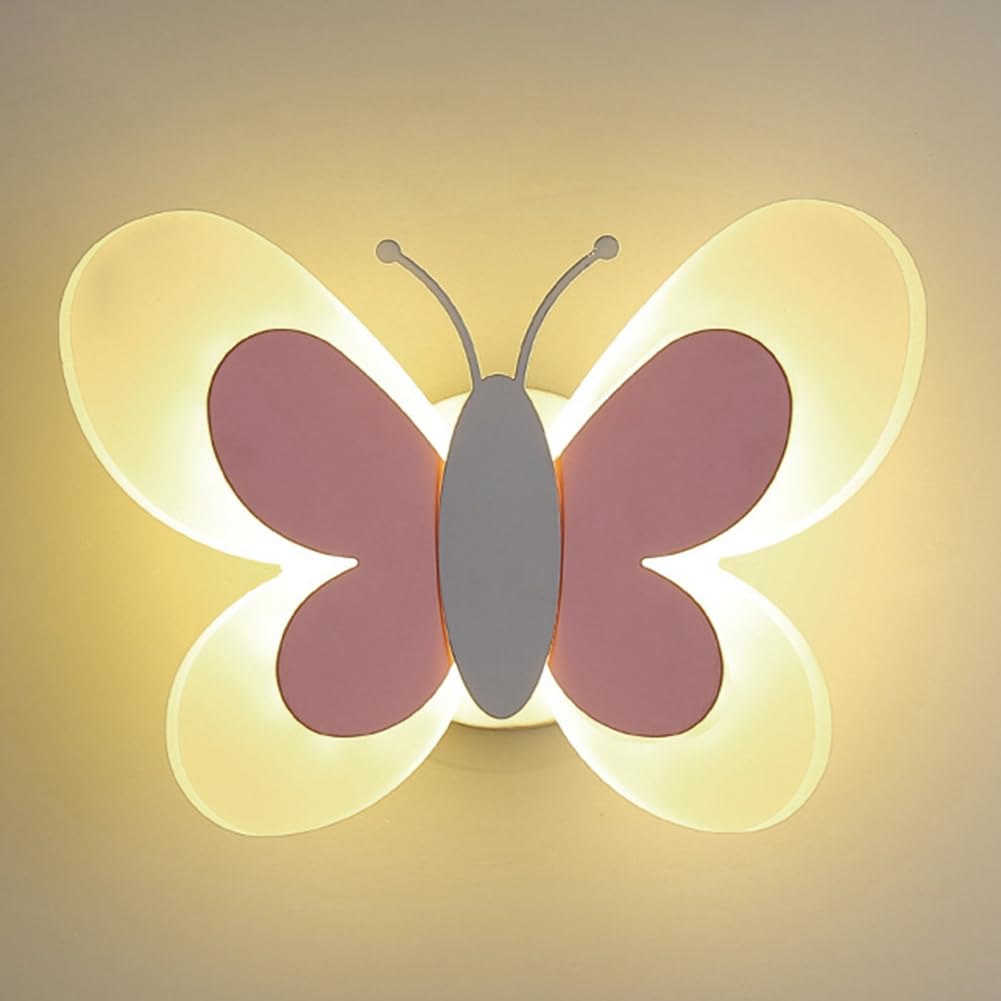 Lámpara de Pared con Forma de Mariposa LED, 14 W, 85-265 V, para Dormitorio Infantil, con Forma de Mariposa, con Rosas y Blancas