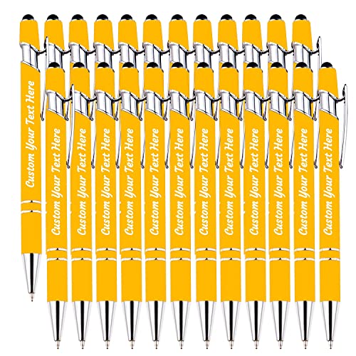 Lot de 24 stylos personnalisés personnalisés en vrac, stylos à bille à gravure personnalisée avec message nominatif, pointe Office-Medium, encre noire Cover