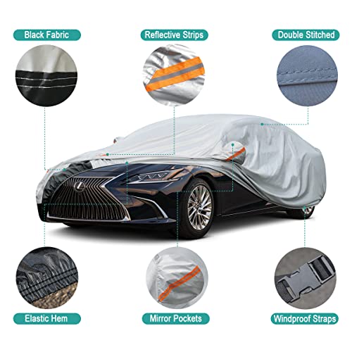 GUNHYI 6 Layer Car Cover Custom Fit Volkswagen Jetta (2005-2025) Waterproof All Weather, Heavy Duty Outdoor Snow Sun Rain Uv Protection (Ships from US Warehouse, Delivery 3-8 Days) by GUNHYI - Image 3