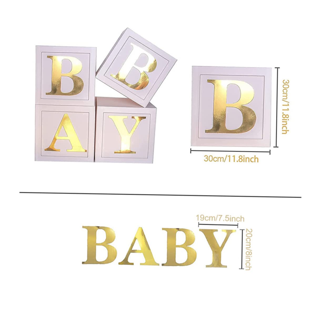 Caja de Globos para Baby Shower, 1 Juego de Papel, Blanco Verde