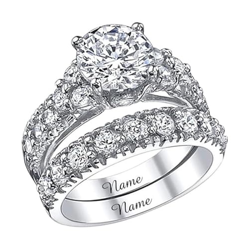 14K Gold 3.0 CT Lab Grown Diamond Bridal Set for Her, IGI Certified, DE-Color, VS, 10K 14K 18K Yellow Gold Diamond Wedding Ring Set for Women, 1.0 Cttw Diamond Accent for Engagement US 4-182