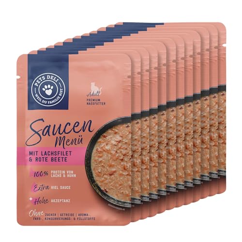 Produktbild von Pets Deli Nassfutter Saucen Menü Lachsfilet für Katzen - 12 x 70 g