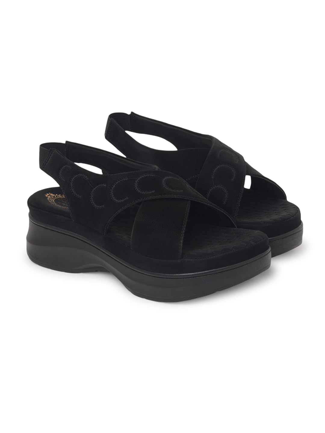shoetopia Women's Wedge Heel Sandals | Open Toe Slip-On Mid Heel Fashion Sandals | Lightweight Casual & Office Footwear-picture-40