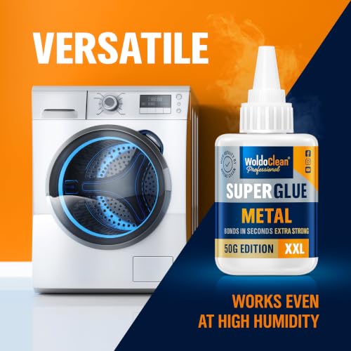Image of WoldoClean Metal Super Glue 50g Extra Strong Adhesive - Heavy Duty Waterproof Bond for Stainless Steel, Aluminum, Iron, Copper, Heat Resistant