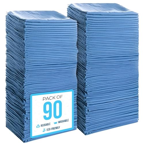 Simpli-Magic Cotton Shop Towels 14x12 (90 Pack) Reusable Cleaning Shop Rags for Automobiles Industries Garage and Homes (Blue)