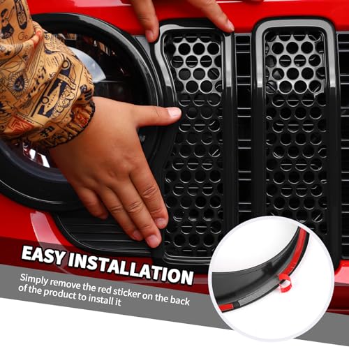 Image of 9PCS Headlight Cover & Front Grill Mesh Inserts Compatible with Jeep Wrangler JL JLU 2024+, NOT FIT JL Sport /Sport S (Black)
