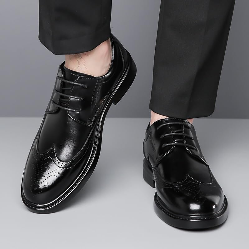 Men's Classic Pointed-Toe Oxford Shoes Fashion Lace-Up Low Top Leather Dress Breathable Business Shoes2