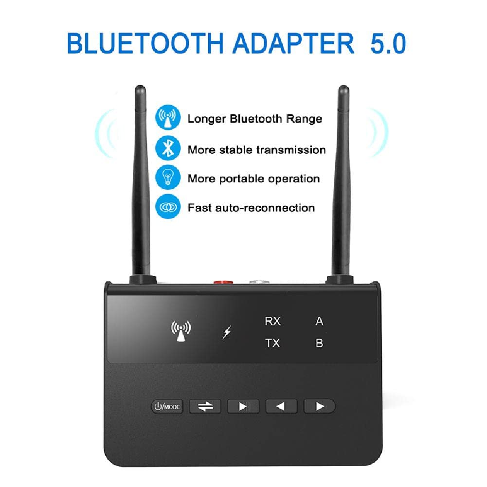 Transmetteur récepteur Bluetooth 5.0 RCA adaptateur audio jack 3 mm TV PC avec 2 antennes pour tous les systèmes de smartphone et tablette