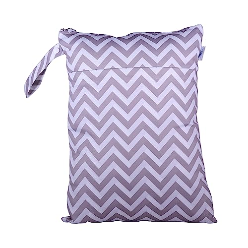 Image of Chic Buddy Polyester Waterproof Wet Bag, Washable, Reusable for Travel, Beach, Pool, Stroller, Diapers, Dirty Gym Clothes, Wet Swimsuits, Toiletries (Zig-ZAG, Wet Bag /Dry Bag), Purple