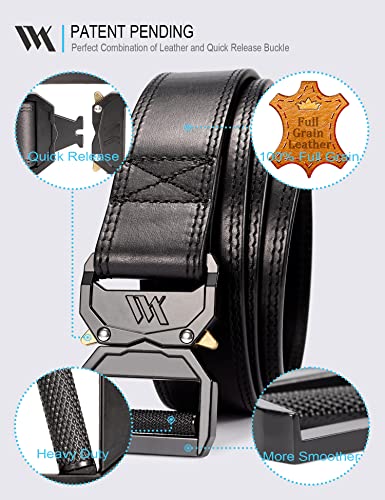 WOLFANT Leather Tactical Belt,100% Italian Solid Full Grain Leather Military Hiking Work Gun Belt with Quick Release Buckle4