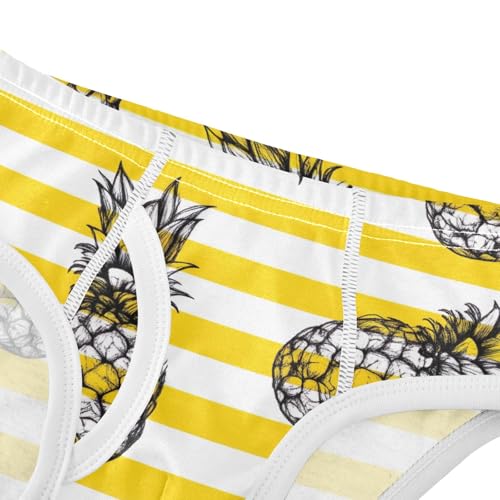 CHIFIGNO Black Pineapples Yellow Stripe Boys' Underwear Cotton Boys Briefs Breathable Printed Underwear Briefs4