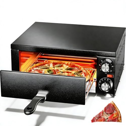 Electric Countertop Pizza Oven with Timer, Stainless Steel Indoor Pizza Cooker for Home and Commercial Use