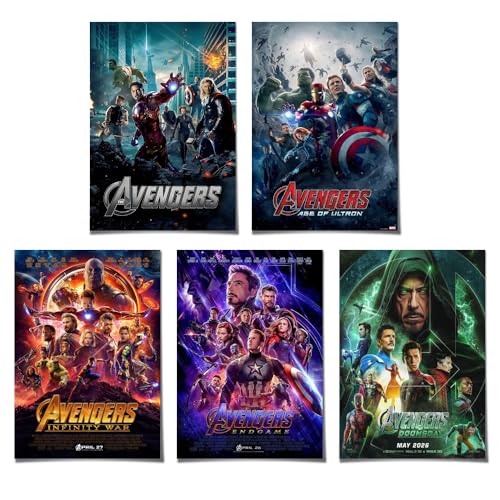 Affiches Avengers lot de 5 posters de films Marvel pour décoration murale de chambre d'enfant