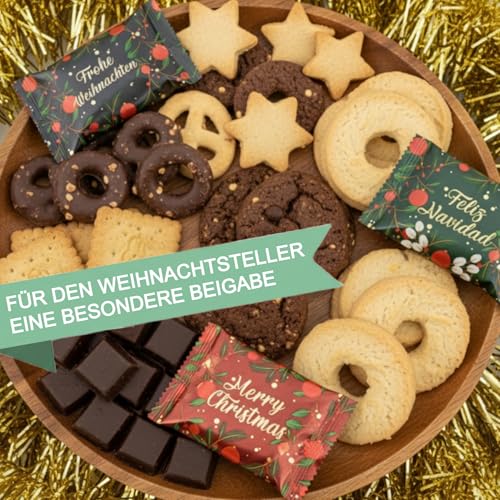 FOOD Crew 12x Weihnachtsglückskekse mit Spekulatius Geschmack - Glückskekse Weihnachten - Süßigkeiten Weihnachten - Gebäck Einzeln Verpackt mit deutschen Sprüchen - Vegan - Made in Germany