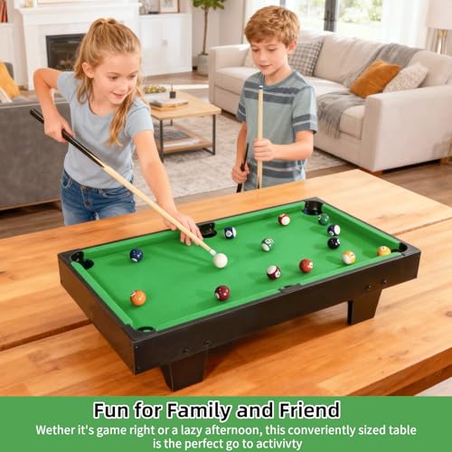 36 inch Mini Pool Table, Portable Pool Arcade Game Table for Living Room, Equipped with Cue Sticks, Chalk, Brush and Tripod, Perfect for Home Entertainment - Thumbnail 3