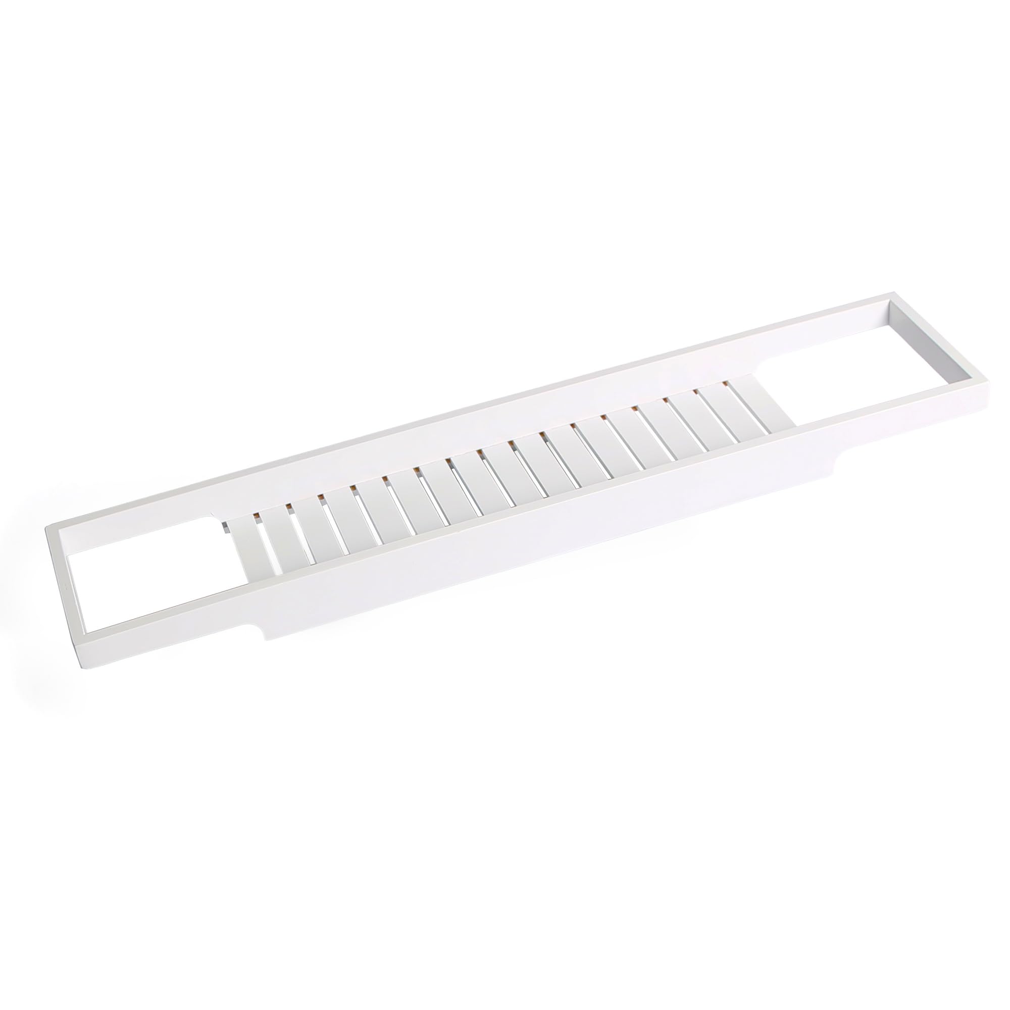 TOPVALEUR Bamboo bath caddy tray, Wooden Bath Tray, Bath Trays for Across the Bath, Candle Tray, Bath Board, Bath Tub Rack & Wood Shelf, bathroom accessory bathroom storage WHITE