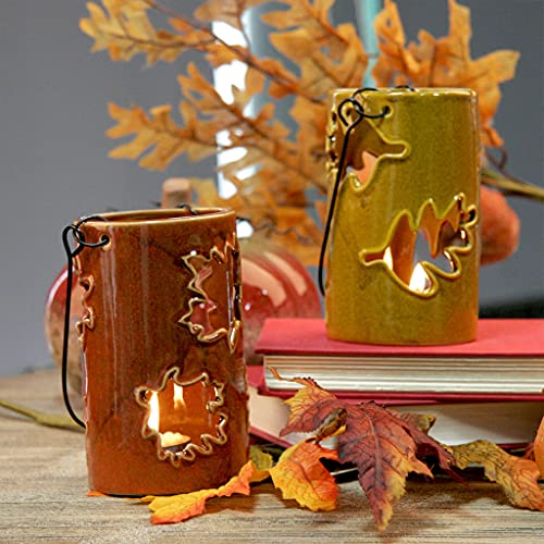Ankexin Thanksgiving Maple Leaf Hollow Desktop Light Hanging Candlestick Lamp