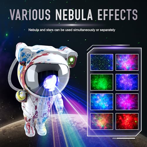 Image of Mooyran Star Projector Galaxy Night Light - Astronaut Space Projector with Remote & Timer Starry Nebula LED Lamp for Bedroom Kawaii Kids Room Decor for Birthday & Gifts