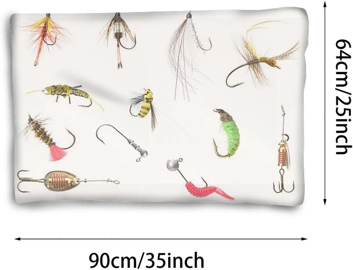 review White Yellow Self Heating Pet Pads Blanket Puppy's Pet Pad Fishing Fishing Tackle Bait Theme Print for Dog Bed Kennel Crate Car Seat Furniture Couch Sofa Buoy Decor 25
