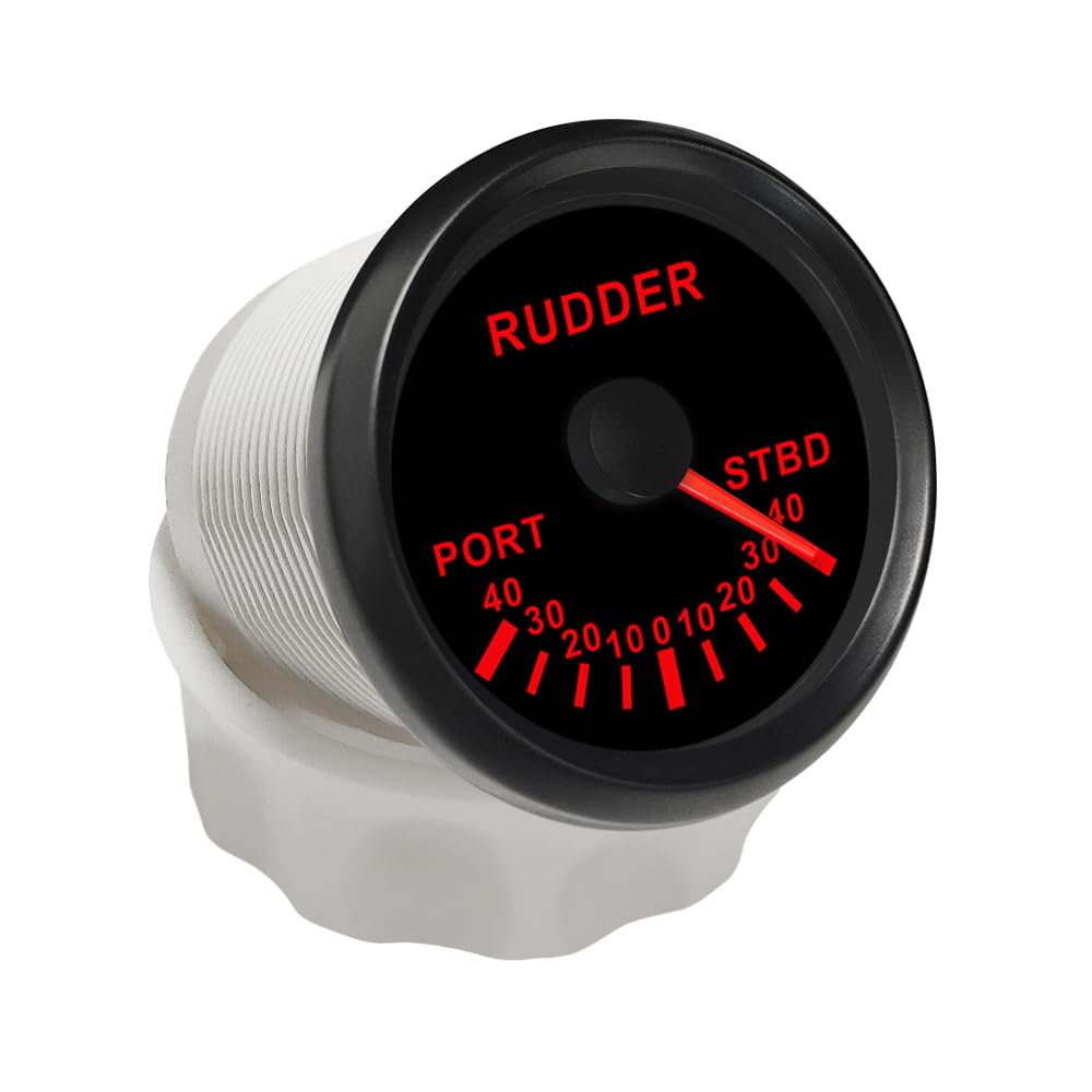 ELING 2 Zoll Ruderwinkelanzeige 52 mm Manometer mit 7 Farben Hintergrundbeleuchtung 0–190 Ohm 12 V 24 V für Marine Segelboot Fischerboot
