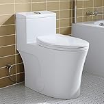 HOROW T0338W One Piece Toilet 10" Rough-in, Elongated Toilet with 17.3" ADA Comfort Height Seat, Dual Flush 0.8/1.28 GPF & MAP 1000g, Compact White Toilet Bowl for Bathrooms, Space Saving Design