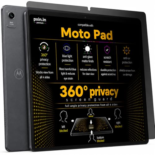 Image of Pxin 360 Pro Privacy Screen guard compatible with Moto Pad | Anti Glare | Anti UV | Anti Blue | Anti Reflection | Privacy Filter | Unbreakable Build