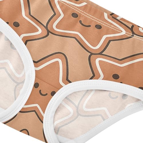 Girls' Organic Cotton Panties Organic Underwear for Young Girls Gingerbread Star Seamless Pattern4