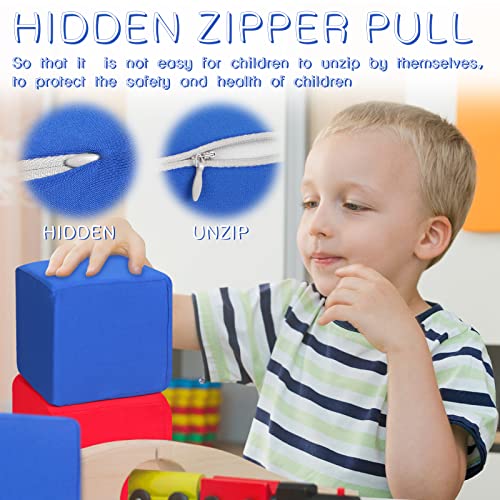 Image of Toddler Foam Blocks, 16 PCS 5.5 inch Colourful Foam Soft Cubes for Kids, Stacking Block Sets Building Blocks Throwing Toys(Blue and Red)