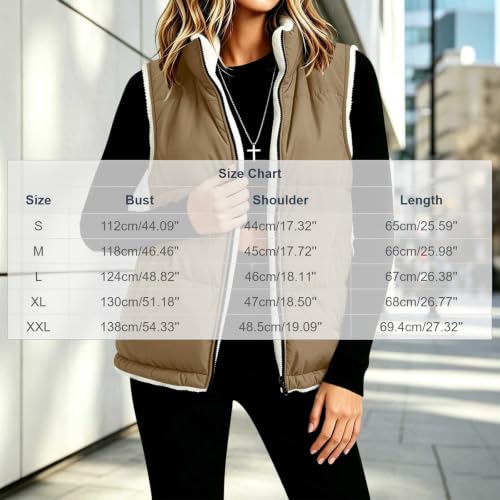 Womens Puffer Vest Fleece Sherpa Lined Stand Collar Zip Up Quilted Jackets - image 4