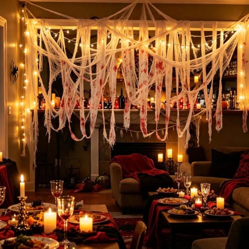 1 rollo de 55 yardas de gasa sangrienta para Halloween, vendaje espeluznante para decoración miniatura 3