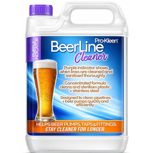 Pro-Kleen Heavy Duty Purple Beer Line Solution Cleaner 5L with Colour Indicator System Cleaning Fluid Sanitizes and Removes Yeast and Protein Build Up. Improves Beer Taste
