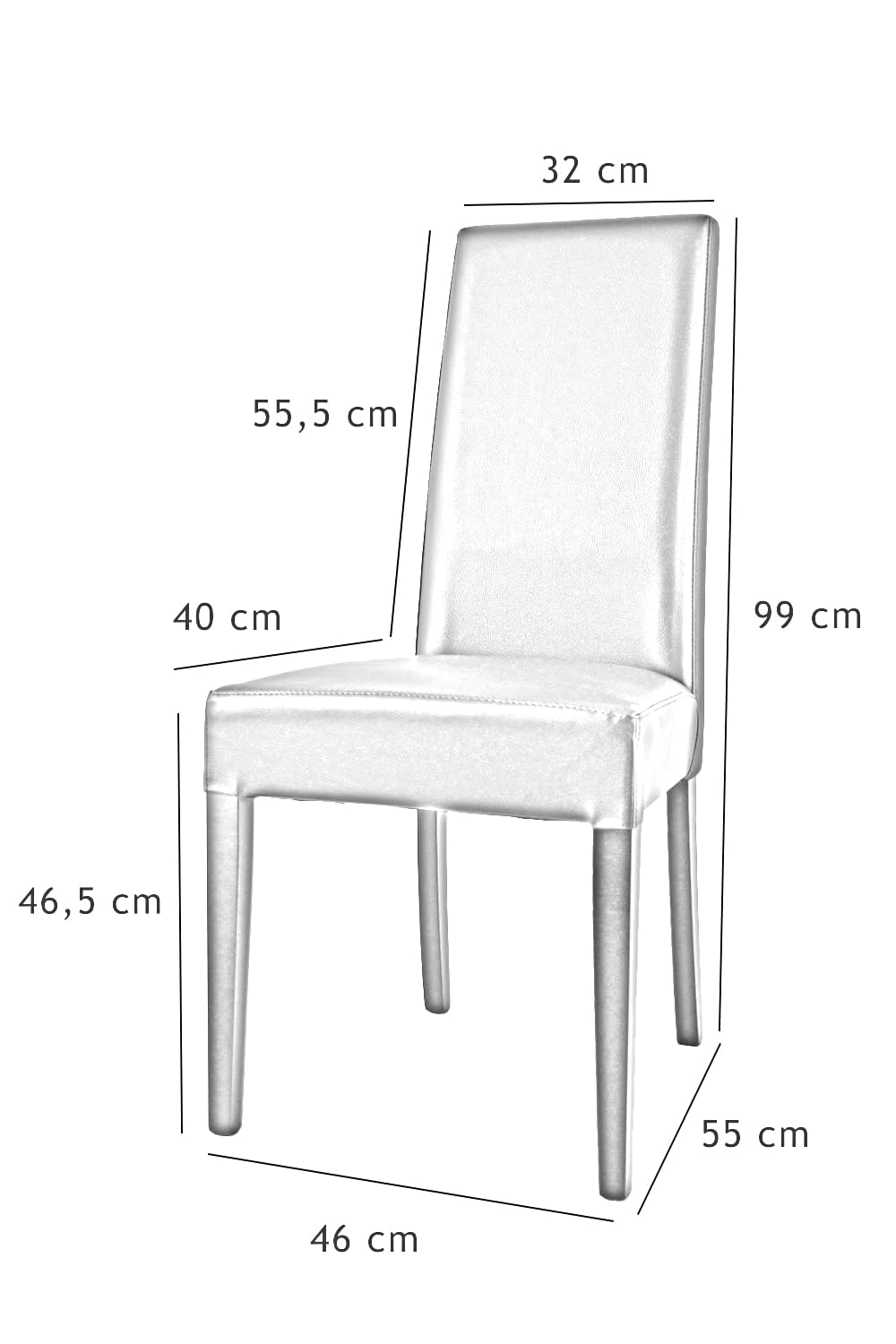 t m c s Tommychairs - Set 4 sedie imbottite modello Luisa per cucina e sala da pranzo, robusta struttura in legno di faggio wengè, seduta e schienale rivestiti in pelle artificiale color cuoio