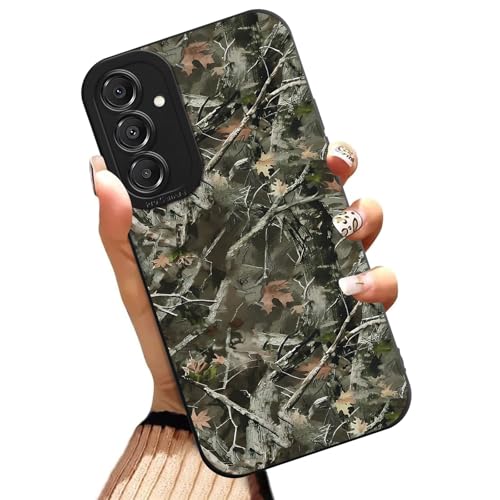 Camo Camouflage Leaf Phone Case for Samsung Galaxy A32 5G Case Tree Camo Design Shockproof Soft Raised Camera Protection Cover Funda for Samsung A32 6.5 Inch