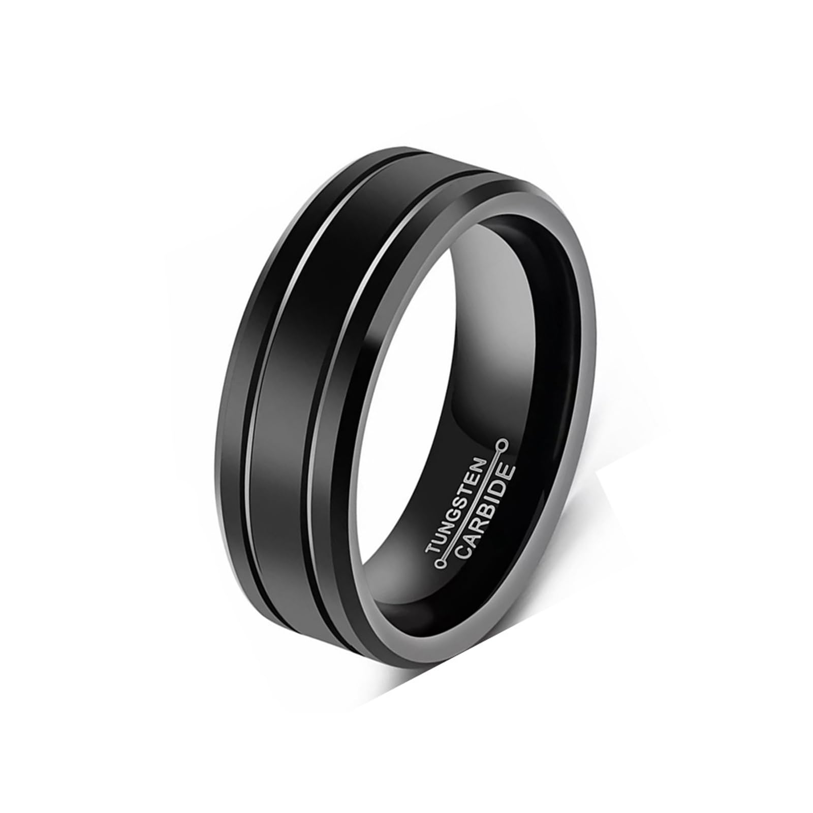 GAENZA MAGIIE Anillo de Acero Inoxidable para Hombre,Anillo 6MM Anillo Banda Hombre Negro para Boda Compromiso Carnaval