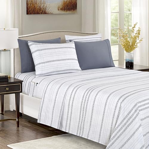 Elegant Comfort Softest and Coziest 6-Piece Sheet Set - 1500 Premium Hotel Quality Microfiber - Deep Pocket, Wrinkle Resistant 6-Piece Floral Bed Sheet Set, California King, Traci Gray