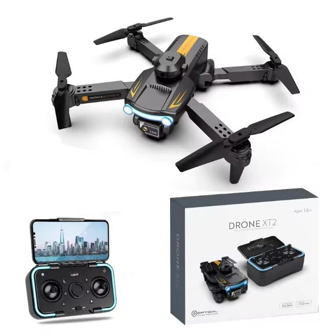 Petox-Drone-with-4K-Camera-WiFi-FPV-1080P-HD-Dual-Foldable-RC-Drone-Altitude-Hold-Headless-Mode-Visual-Positioning-Auto-Return-App-Control-Multicolor (DJ12)