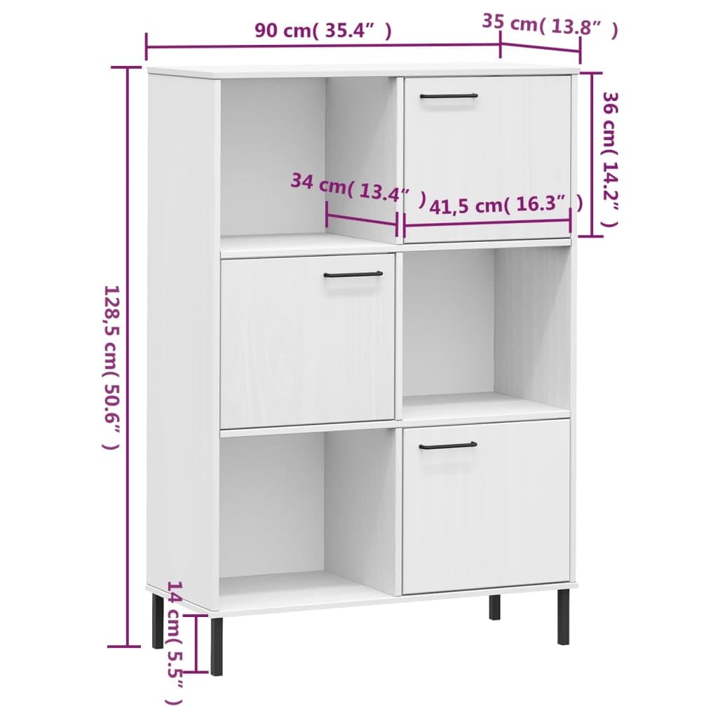 Biblioteka 6 przegródek drewno lita sosna biała 90x35x128,5 cm | Wytrzymałe metalowe nóżki, dołączony uchwyt ścienny, instrukcja montażu w zestawie, do przechowywania książek i czasopism