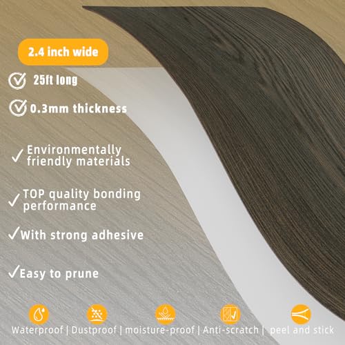 Image of GSCIT Club Black Walnut Wallpaper, 2.4 inch X 25ft Self Adhesive Wood Grain Repair Tape Black Walnut Repair Patch for Tables, Chairs, Baseboards, Doors, Windows, Floors, Handicraft DIY.