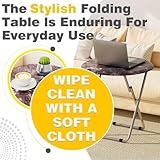 Garden 4 you Round Folding Table, Side Folding Coffee Table, TV Snack Tray Tables, Sofa Laptop Desk, Outdoor Camping Tables, EndTable, SofaTable, SideTable for Small Space, 45 x 45 x 65 CM (Black) - Image 3