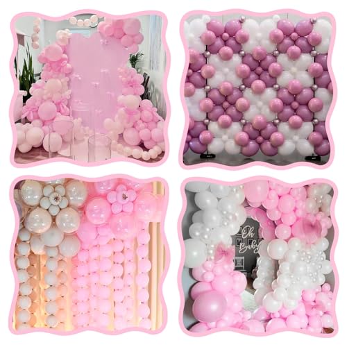 Image of Pink White Link Balloons,60Pcs 6Inch Baby Pink and White Latex Linking Balloons for Birthday Valentine's Day Baby Shower Wedding Anniversary Party Decorations