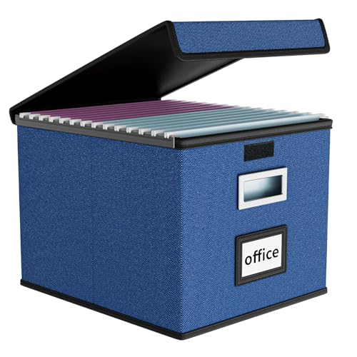 Image of File Organizer Box with Lids, Collapsible File Folder Organizer