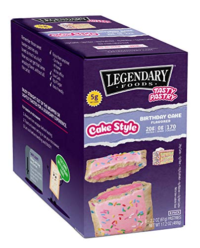 Legendary Foods New Cake Style Tasty Pastry. Bigger, Thicker, Creamier | Low Carb Keto Breakfast | Zero Sugar | Keto Snacks On-The-Go |20g protein|5g Net Carb|170 Calories(Birthday Cake, 2.2oz 8 Pack)