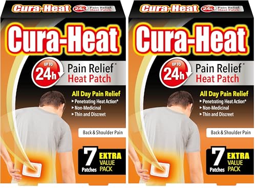 Image of Cura-Heat Back and Shoulder Pain Heat patche | 7 Patches | Targeted Pain Relief | Pain Relief up to 24h | Penetrating Heat Action (Pack of 2)