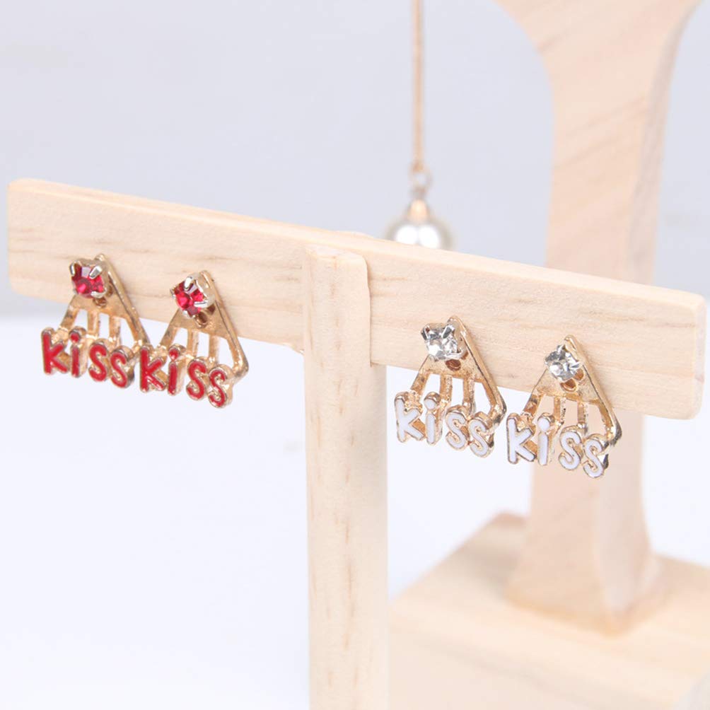 Detachable Natural Wood T-Shaped Earring Display Stand Holder Wooden Jewelry Display Racks Organizer Tree