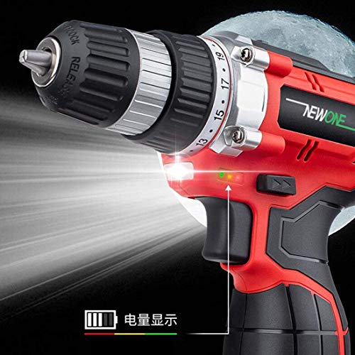 Samnuerly Power Display Akku-Bohrschrauber, LED-Licht, doppelte Geschwindigkeit, Drehmoment-Kombi-Bohrer-Set, elektrische Bohrmaschine, Schraubendreher, Schnellladegerät, Heimwerke – Bild 4