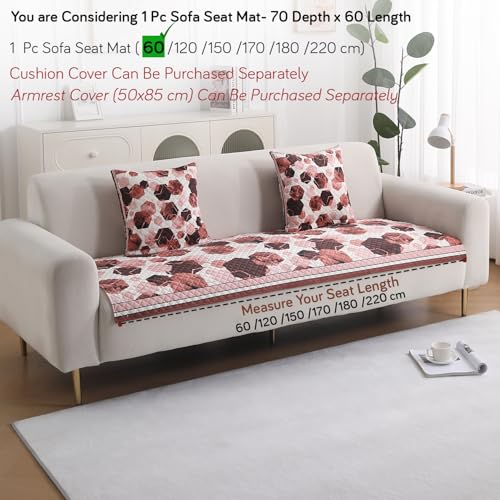 Image of HOKIPO 'LiefNest' Holland Velvet Sofa Cover Mat with Foam Filling for 1 /2 /3 Seater & L-Shape Sofa. Make Your Own Sofa Cover Set, Mat Size: 60(L) cm, Geometric Hexagon Cider Red (NEW-IN-821-D1)