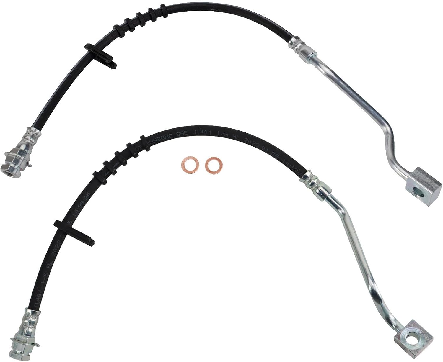 TRQ Front Brake Hose Set Compatible with 2000-2005 Ford Excursion 1999-2004 F-250 Super Duty F-350 Super Duty